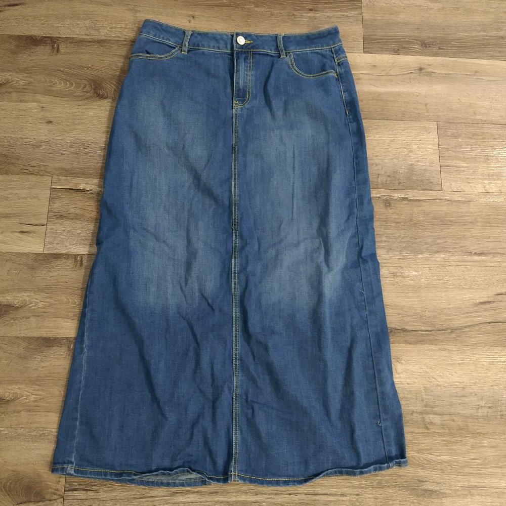 Denim Maxi Skirt - Blue